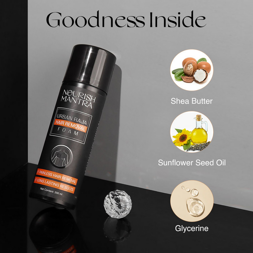 Nourish Mantra Urban Raja Hair Removal Foam with Shea Butter For Painless Hair Removal | Grocsy