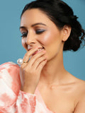 White Pearl Adjustable Ring- Ruby Raang | Grocsy