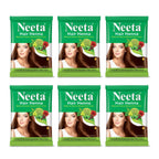 Neeta Henna Powder for Hair, Henna-Based Hair Color Natural Brown (Pack of 6) | Grocsy