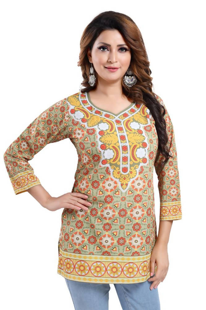 Snehal Creations Faux Crepe Printed Tunic Top | Grocsy