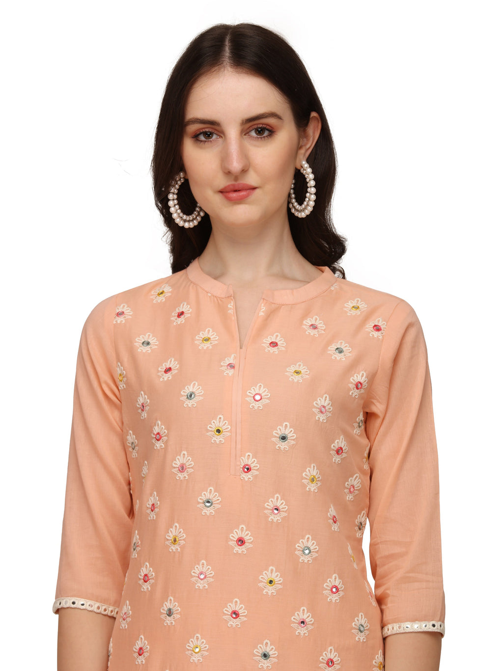 Lucknawi Embroidered Kurta With Pant & Dupatta, Multicolor - Hiral Fashion | Grocsy