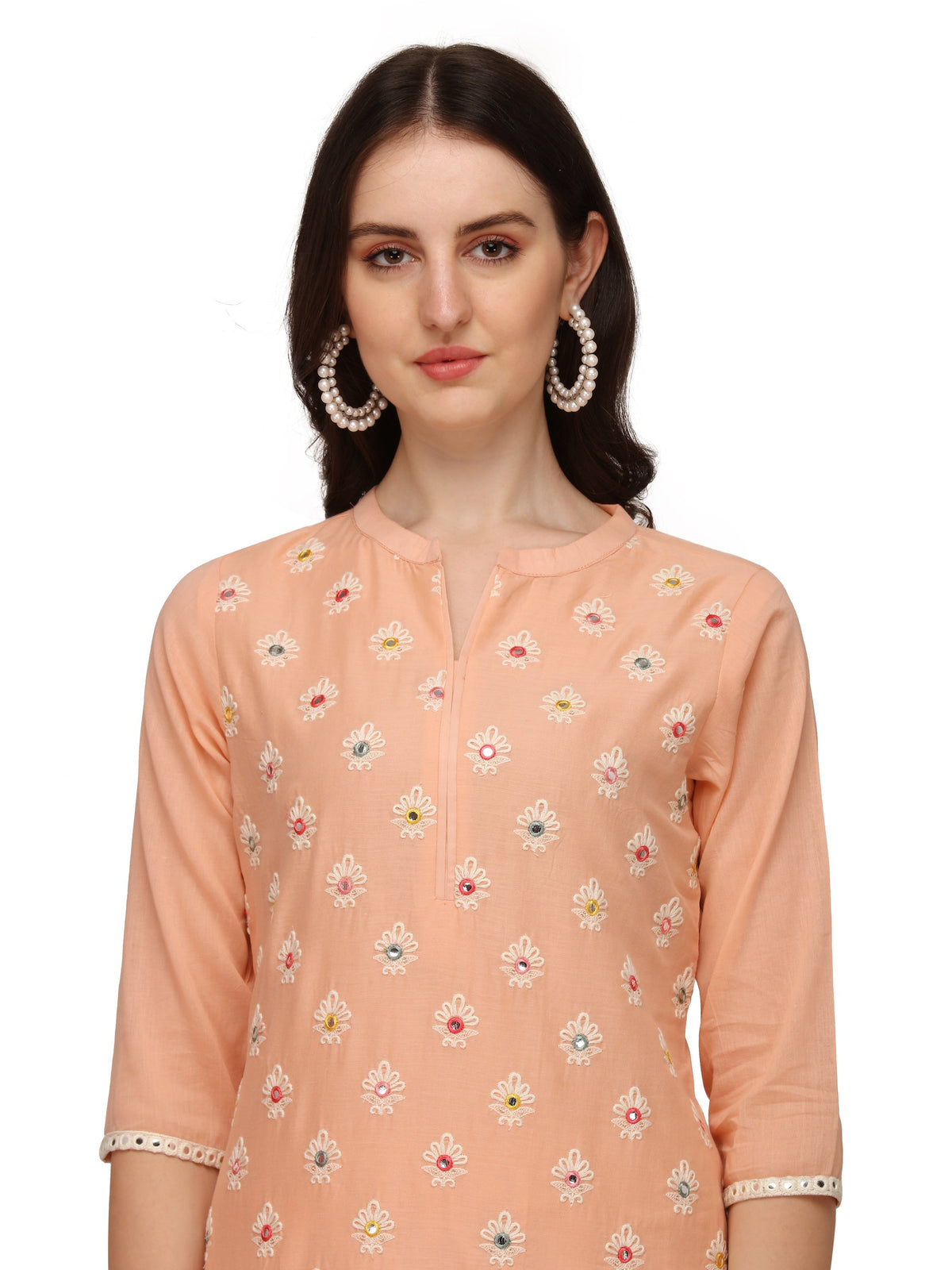 Lucknawi Embroidered Kurta With Pant & Dupatta, Multicolor - Hiral Fashion | Grocsy