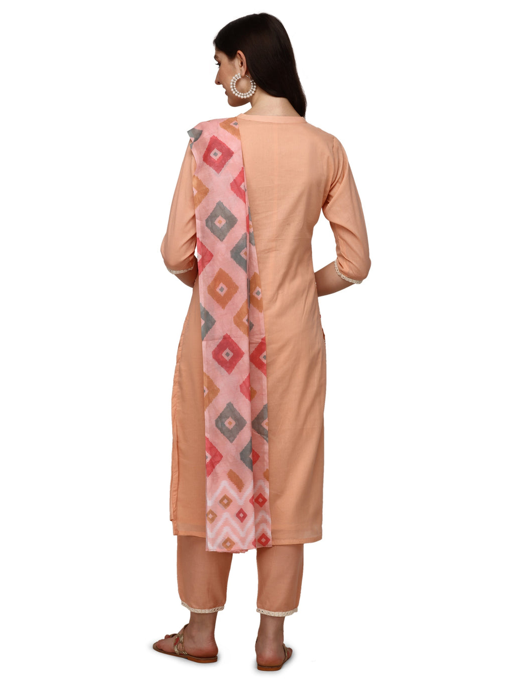 Lucknawi Embroidered Kurta With Pant & Dupatta, Multicolor - Hiral Fashion | Grocsy