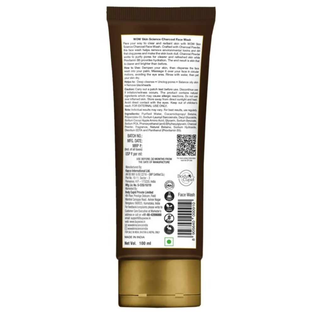 Wow Skin Science Anti-Pollution Charcoal Face Wash | Grocsy