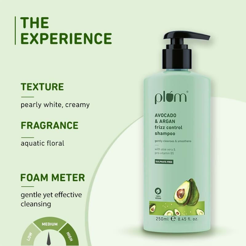 Plum Avocado & Argan Oil Sulphate-Free Shampoo For Frizzy Hair | Grocsy