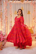 Aayaa Designer Printed Tebby Silk Suit - Multi Color | Grocsy