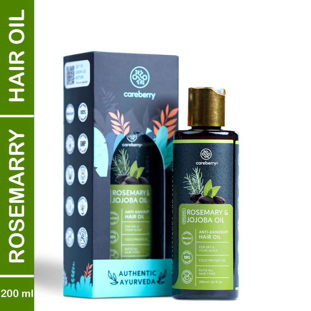 Careberry Organic Rosemary & Jojoba Anti Dandruff Hair Oil | Grocsy