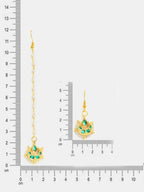 Ruby Raang Gold Green Kundan Earrings And Maang Tikka | Grocsy