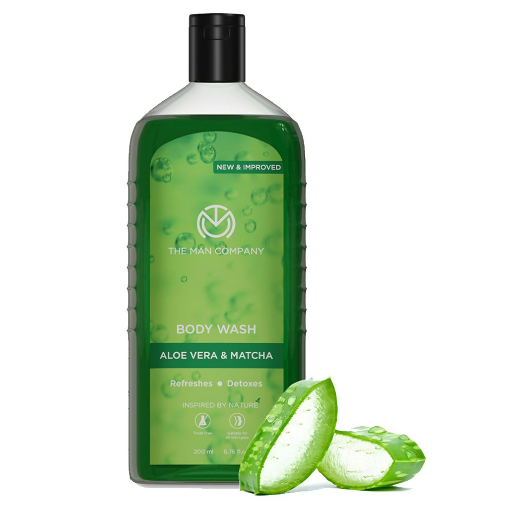 The Man Company Aloe Vera & Matcha Body Wash For Glowing & Smooth Skin Enriched With Green Tea & Moringa Leaf Extract | Grocsy