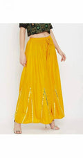 Mominos Fashion Yellow Mirror Work Palazzo | Grocsy