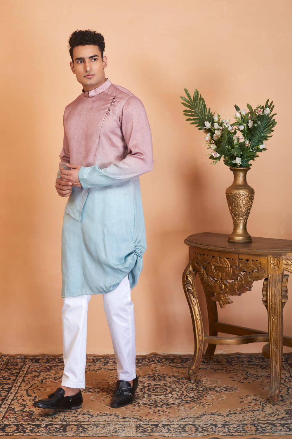 Glidden Ombre Kurta With Flap by Hilo Design | Grocsy
