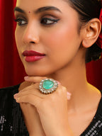Ruby Raang Teardrop Green Stone Ring | Grocsy