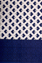 Vamika Printed Cotton White & Blue Bedsheet With Pillow Covers (LEOC_BRFI_B) | Grocsy