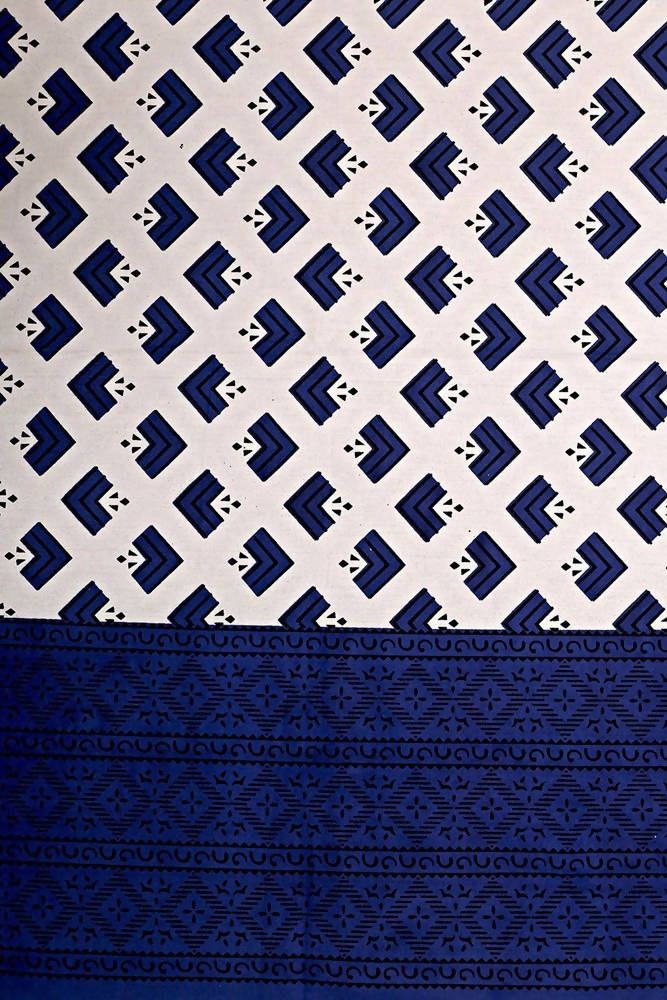 Vamika Printed Cotton White & Blue Bedsheet With Pillow Covers (LEOC_BRFI_B) | Grocsy