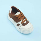 Tiny Bugs Boys Lace Up Casual Shoes - White & Brown | Grocsy