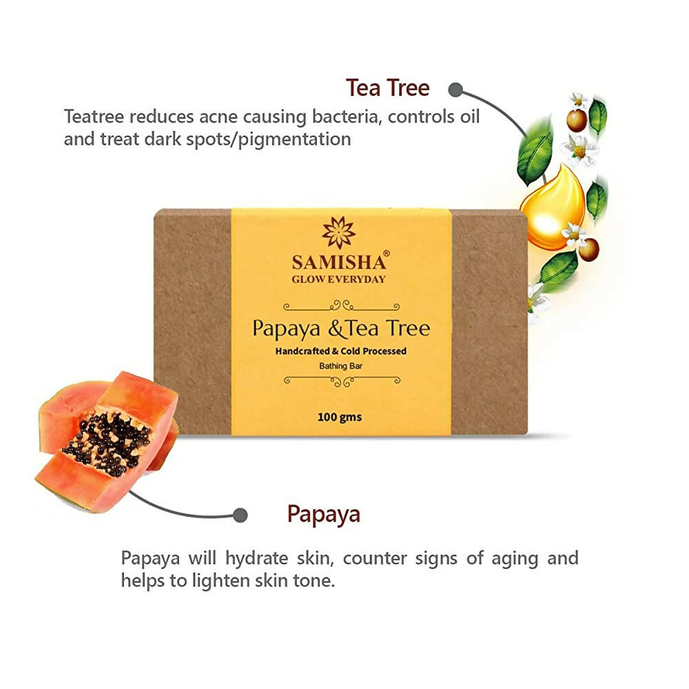 Samisha Organic Papaya & Tea Tree Skin Lightening Bathing Bar | Grocsy