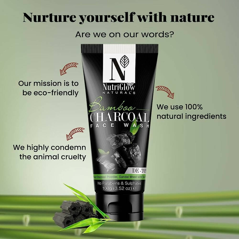 NutriGlow NATURAL'S Bamboo Charcoal Face Wash | Grocsy