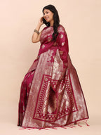 Shree Shyam Fashion Banarasi Silk Magenta Saree | Grocsy