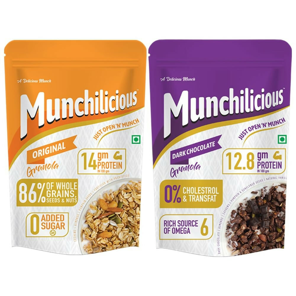 Munchilicious Granola Combo Pack - Original & Dark Chocolate Combo | Grocsy