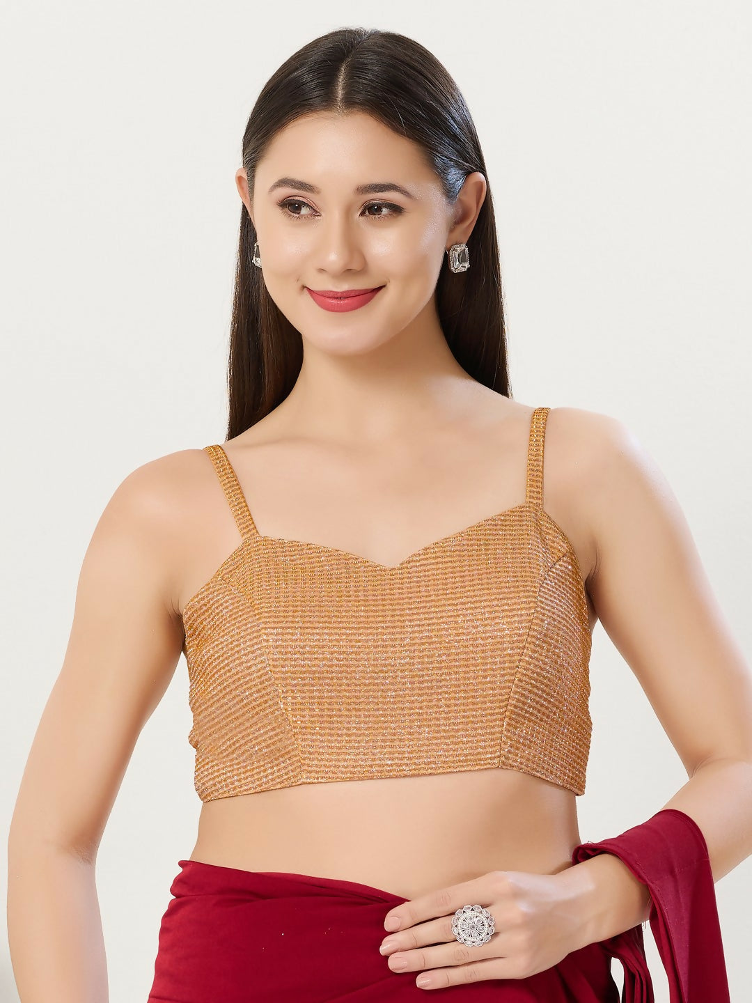Joban Fashion Women Polyester Copper Stitched Blouse | Grocsy