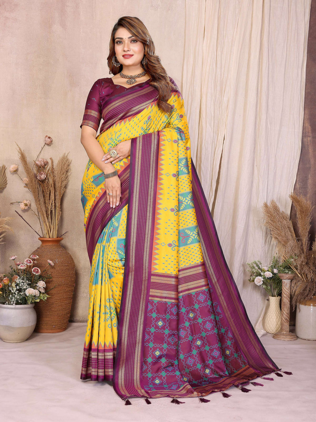 Aastha Fashion Yellow Soft Silk Weaving Saree | Grocsy