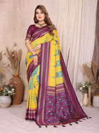 Aastha Fashion Yellow Soft Silk Weaving Saree | Grocsy