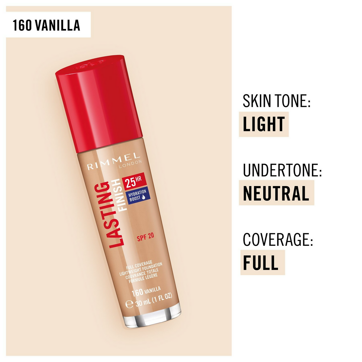 Rimmel London Lasting Finish 25 Hour Foundation SPF 20 - Vanilla | Grocsy