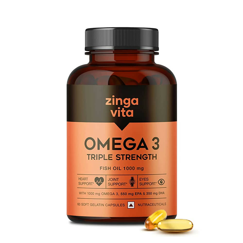 Zingavita Triple Strength Omega 3 Fish Oil 1000 mg Softgel Capsules | Grocsy
