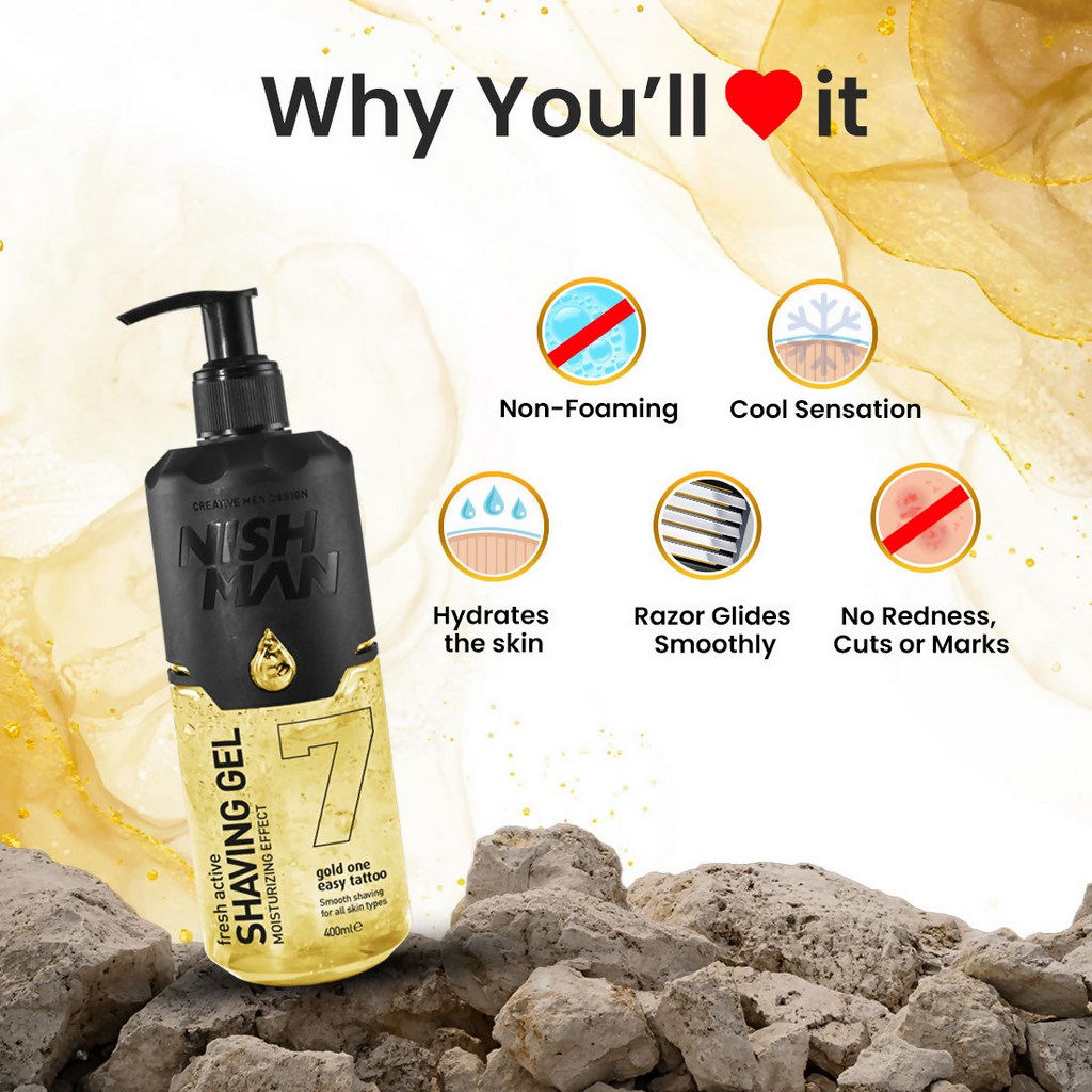 NishMan Fresh Active Shaving Gel Moisturizing Effect - Gold One | Grocsy