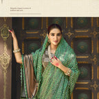 Green Gajji Silk Pure Handwork Saree With Unstitched Blouse - Norita Gajri | Grocsy