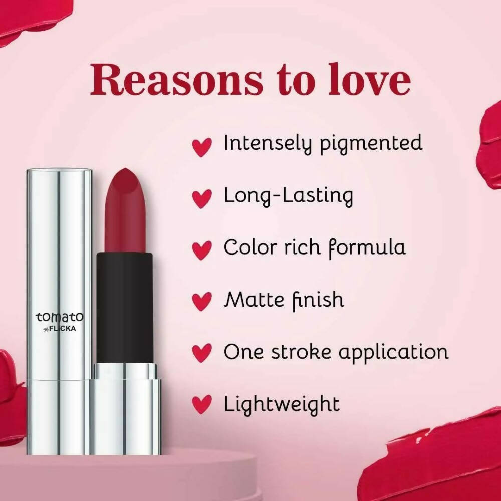 Flicka Tomato Maroon Matte Finish Lipstick Shade 14 | Grocsy