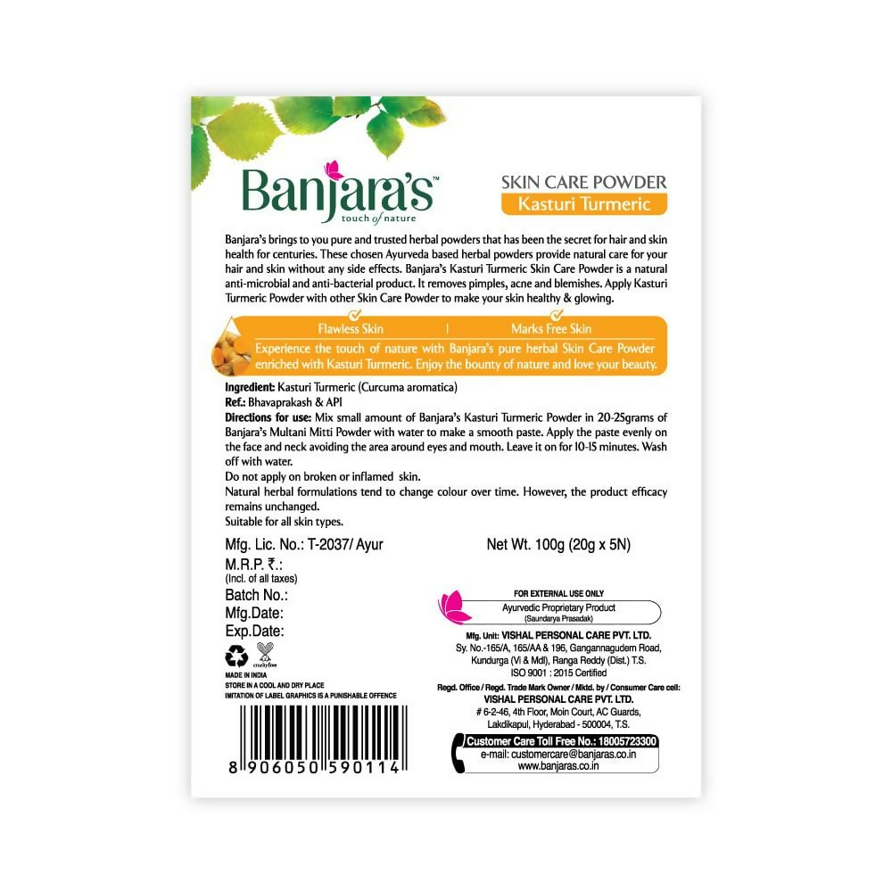 Banjara's Kasturi Turmeric Skin Care Powder | Grocsy