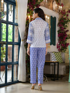 Juniper Women's Purple Ethnic Motif Printed Viscose Kurta & Pants Set With Buttons | Grocsy