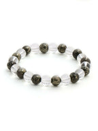 Clear Quatrz & Pyrite Black and White Beads Bracelet - Ruby Raang | Grocsy