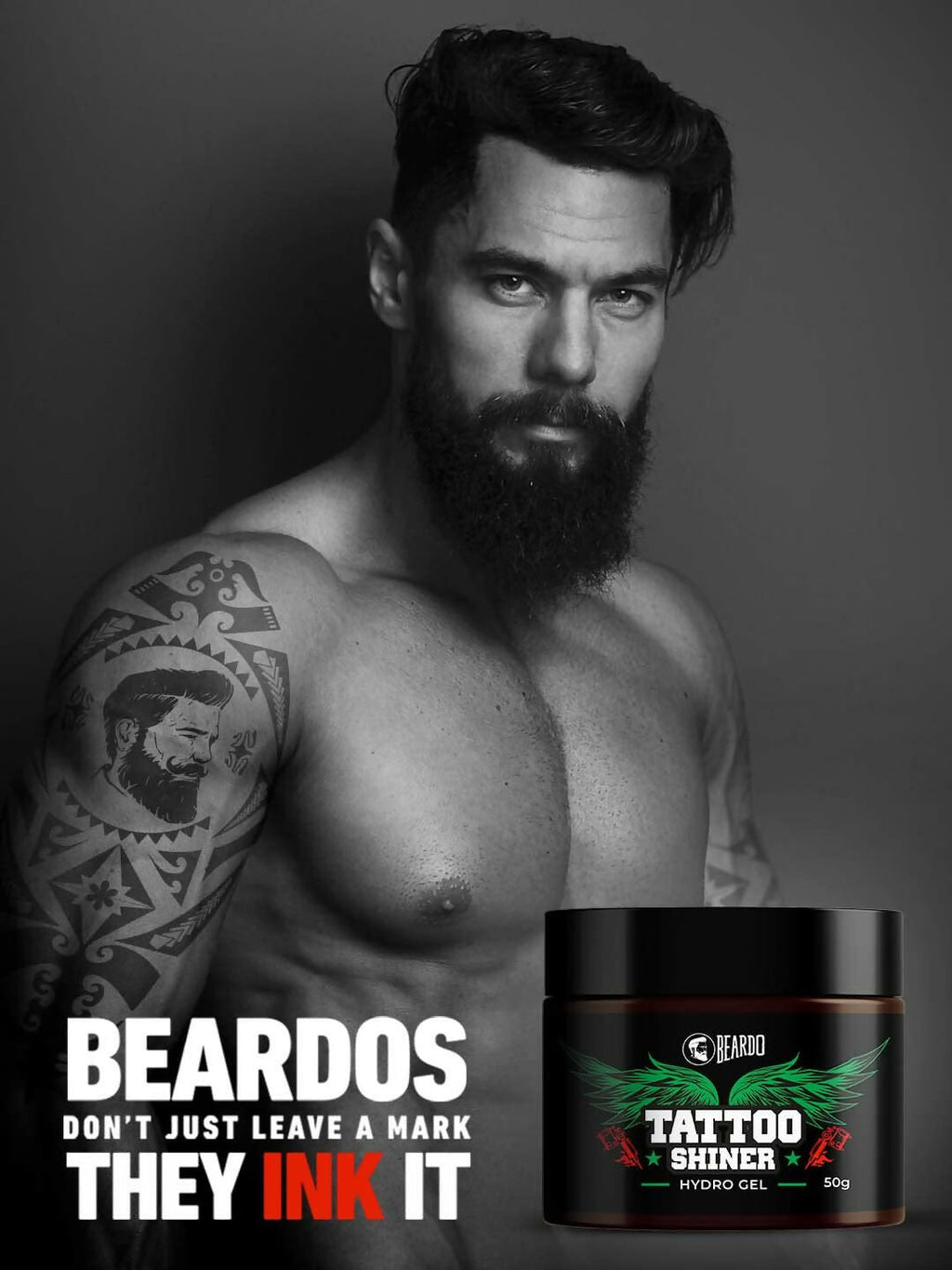 Beardo Tattoo Shiner Gel - Hydro Gel Heals & Maintains Tattoo Ink | Grocsy