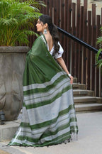 Beatitude Green Cotton Handloom Saree | Grocsy