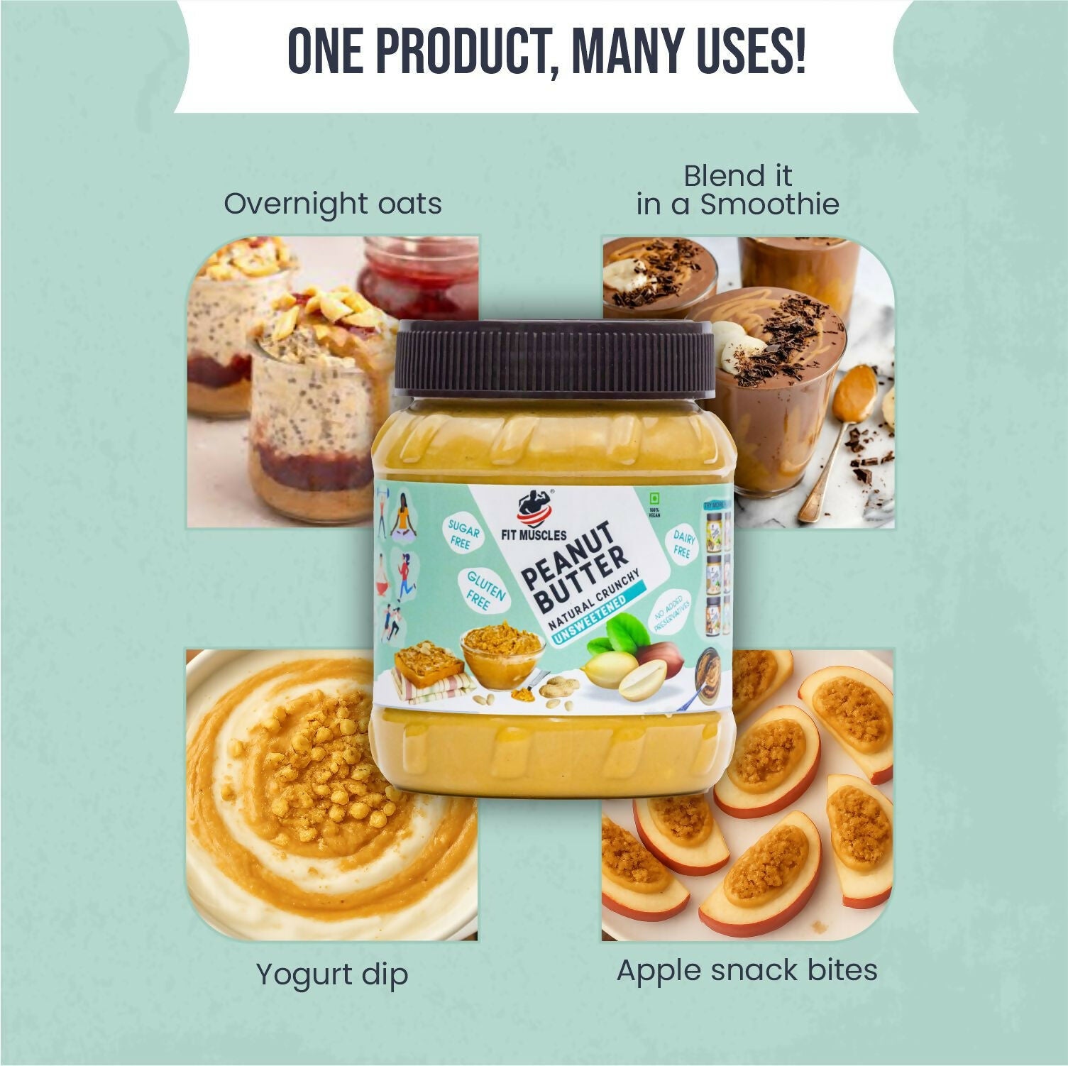 Fit Muscles Natural Crunchy Peanut Butter | Grocsy