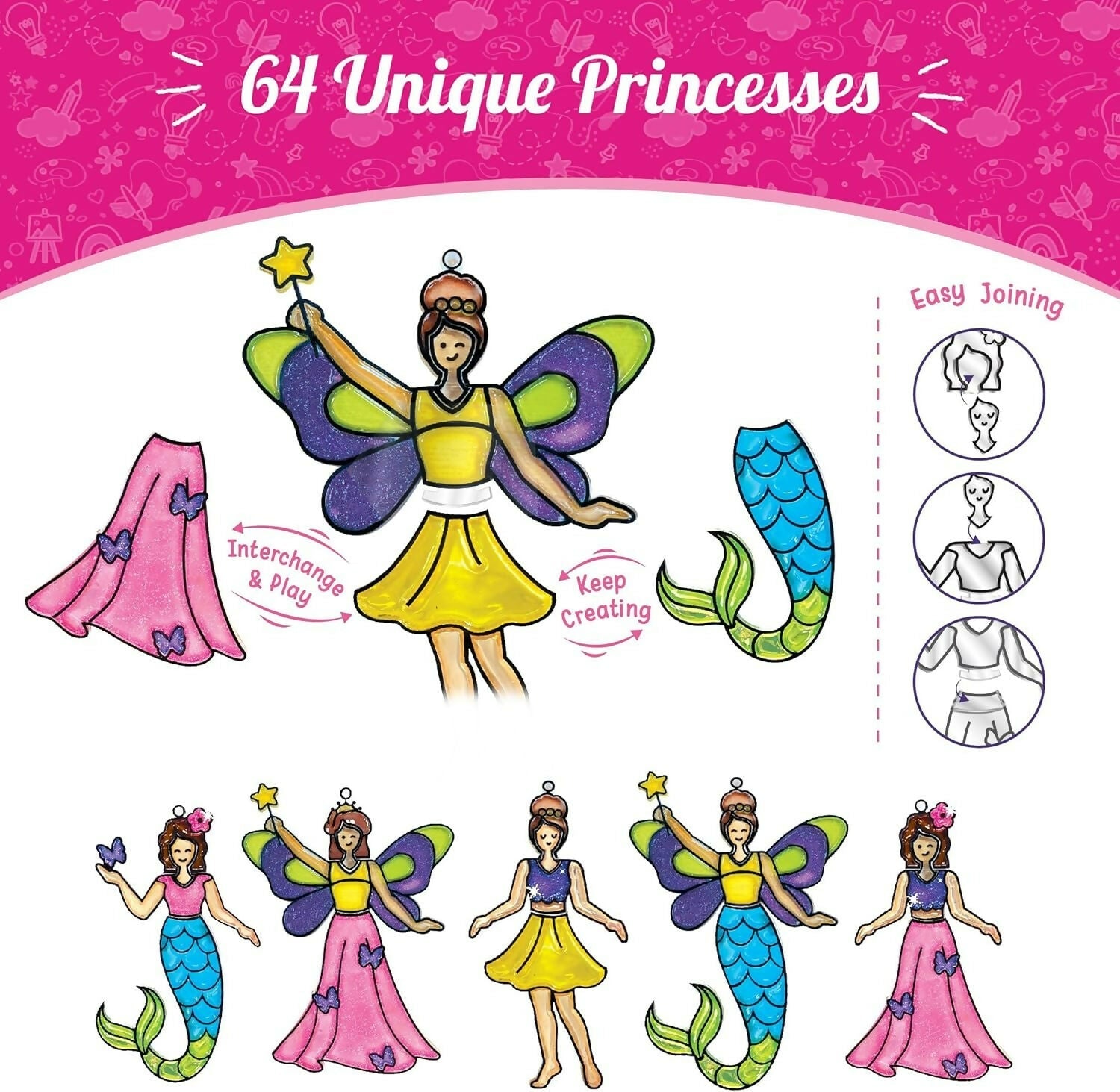 Imagimake Window Art Princess & Unicorn Suncatcher Kit Unicorn Toys for Girls Age 5-8 Craft Kits | Grocsy