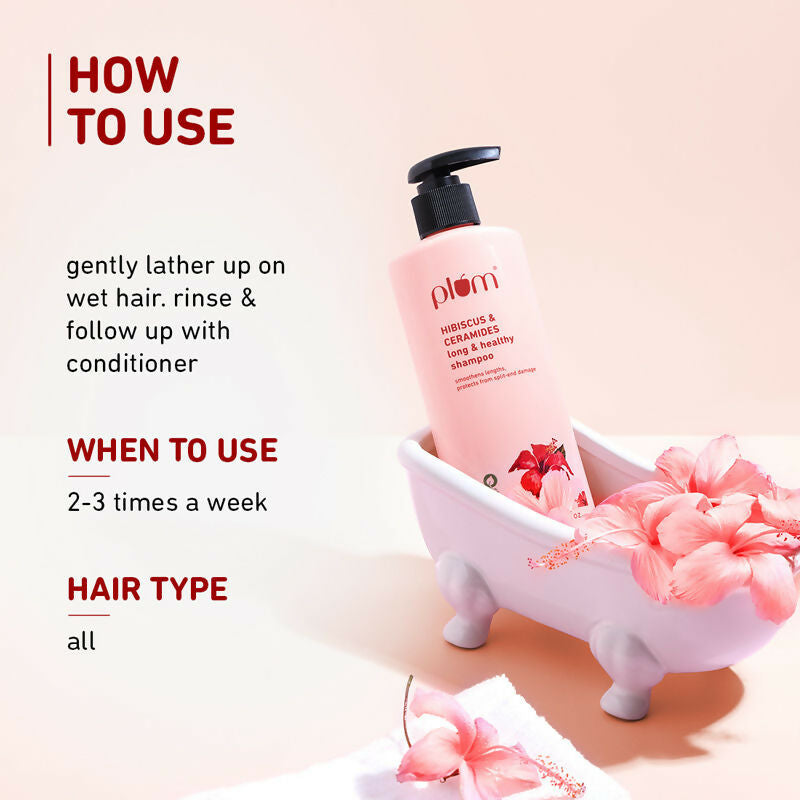 Plum Hibiscus & Ceramides Shampoo For Long, Healthy Hair | Grocsy