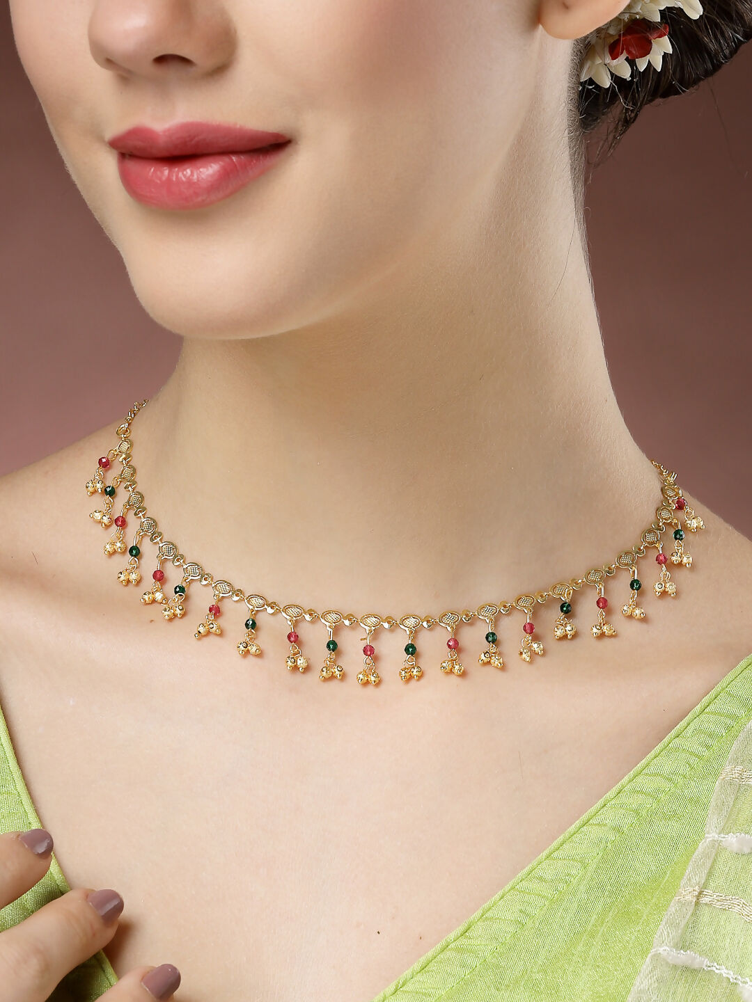 NVR Women's Multicolor Gold-Polished Minimal Chain | Grocsy