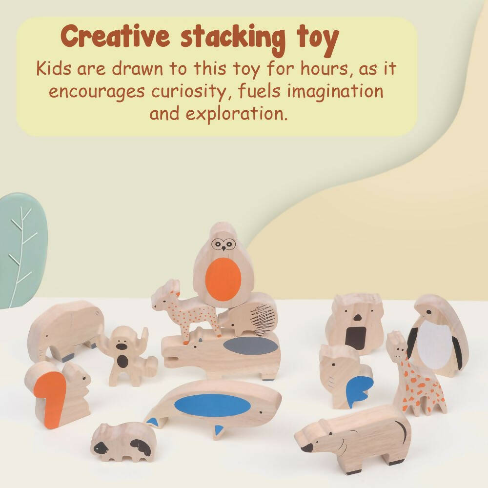 Matoyi Wooden Balancing Animals - 14 Pcs Set | Grocsy