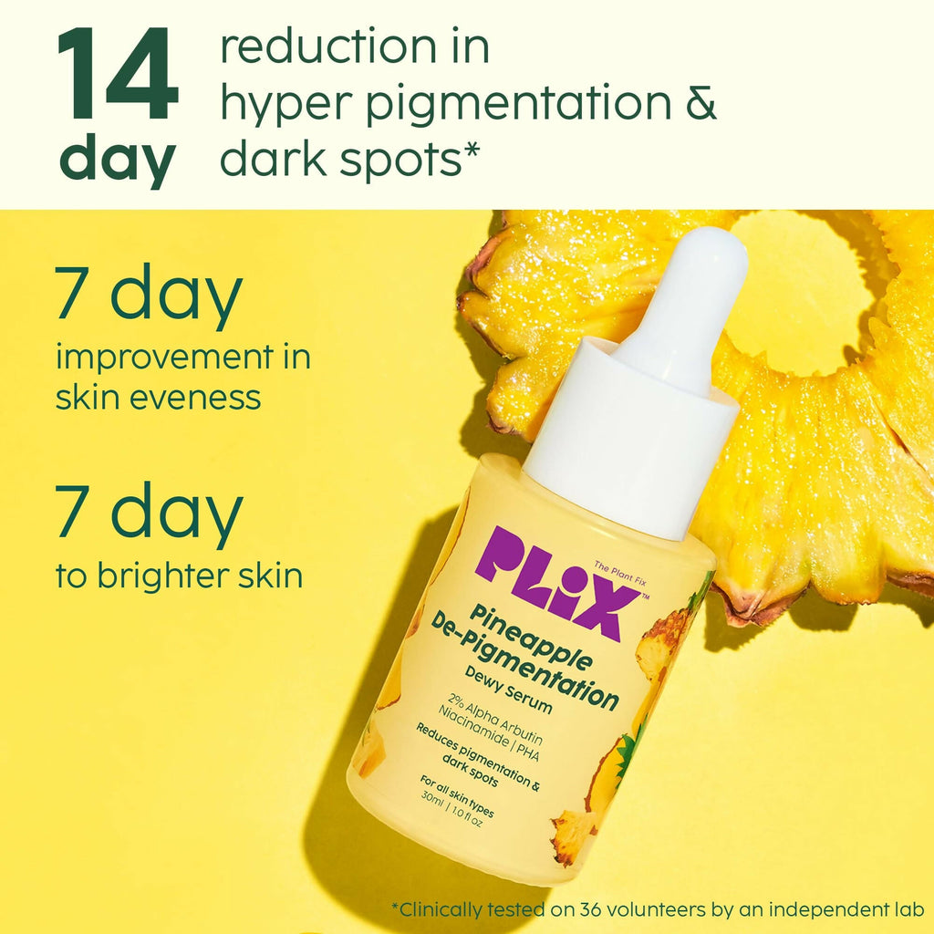 PLIX The Plant Fix 2% Alpha Arbutin Pineapple De-Pigmentation Dewy Face Serum For Pigmentation & Dark Spots Removal | Grocsy