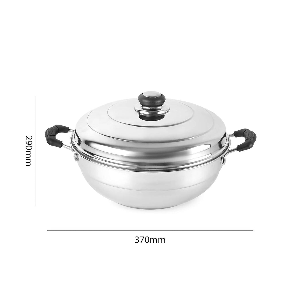 Cello Stainless Steel Induction Base Idli Cooker (Idly Maker) And Multi Kadhai Set of 6 | Grocsy