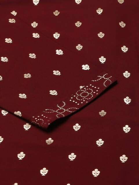 FIORRA Women's Maroon Poly Crepe Straight Kurta Pant With Dupatta | Grocsy