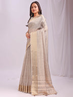 Shree Shyam Fashion Organza Cream Saree | Grocsy