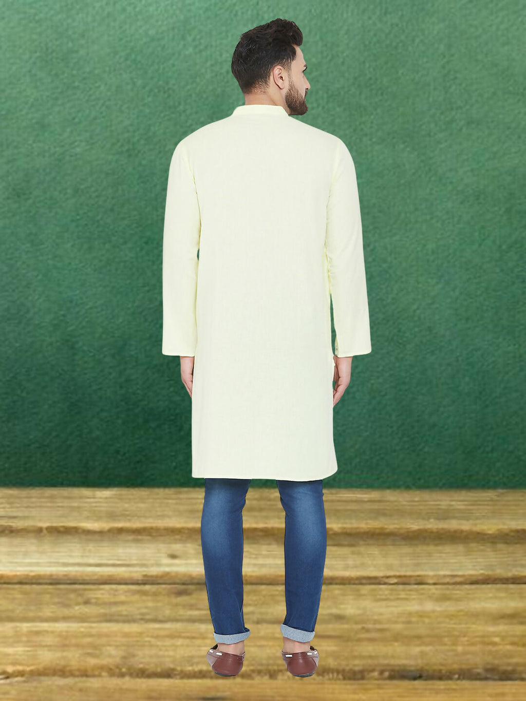 Even Apparels Men's Pure Cotton Yellow Kurta | Grocsy