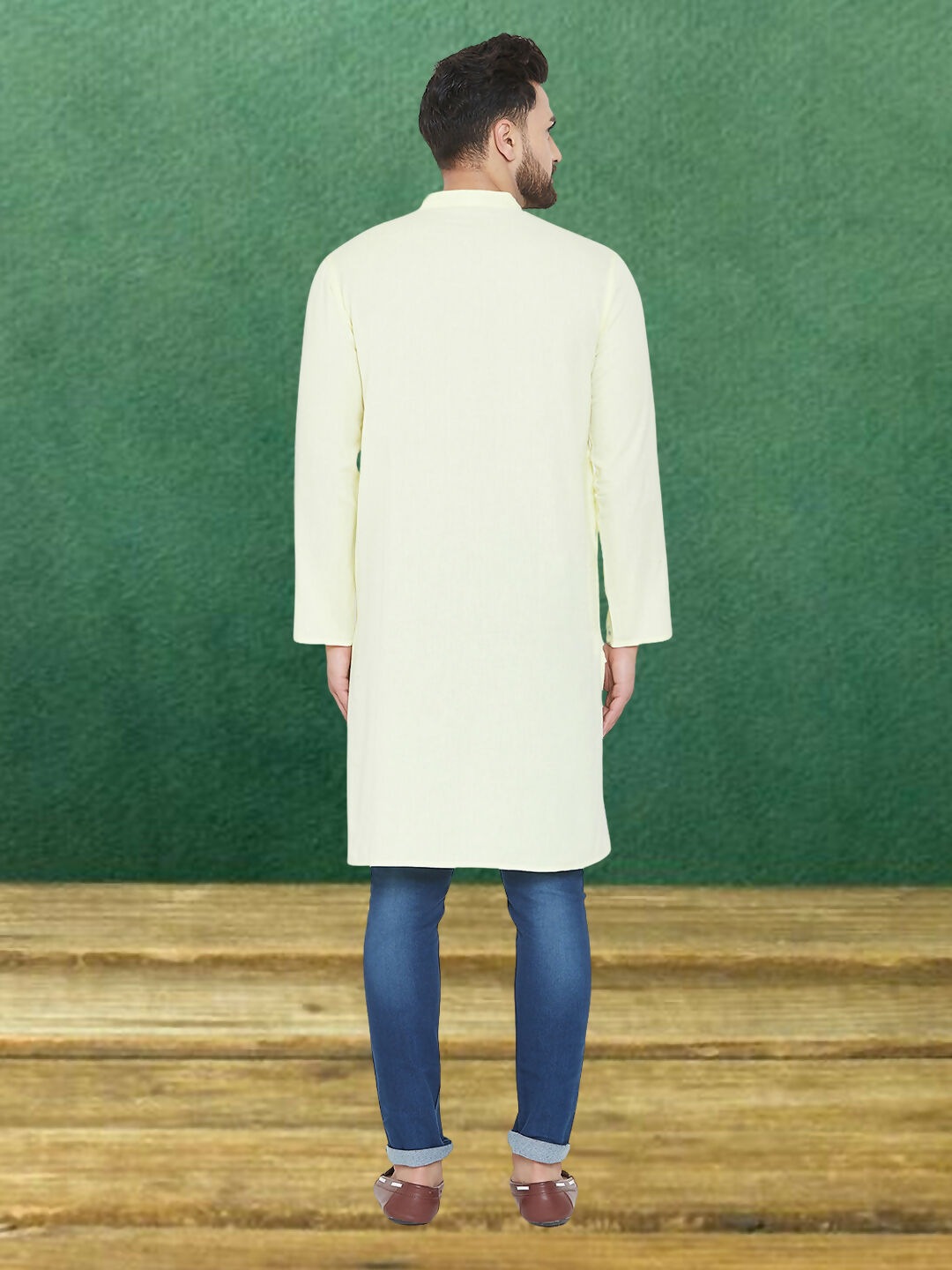 Even Apparels Men's Pure Cotton Yellow Kurta | Grocsy