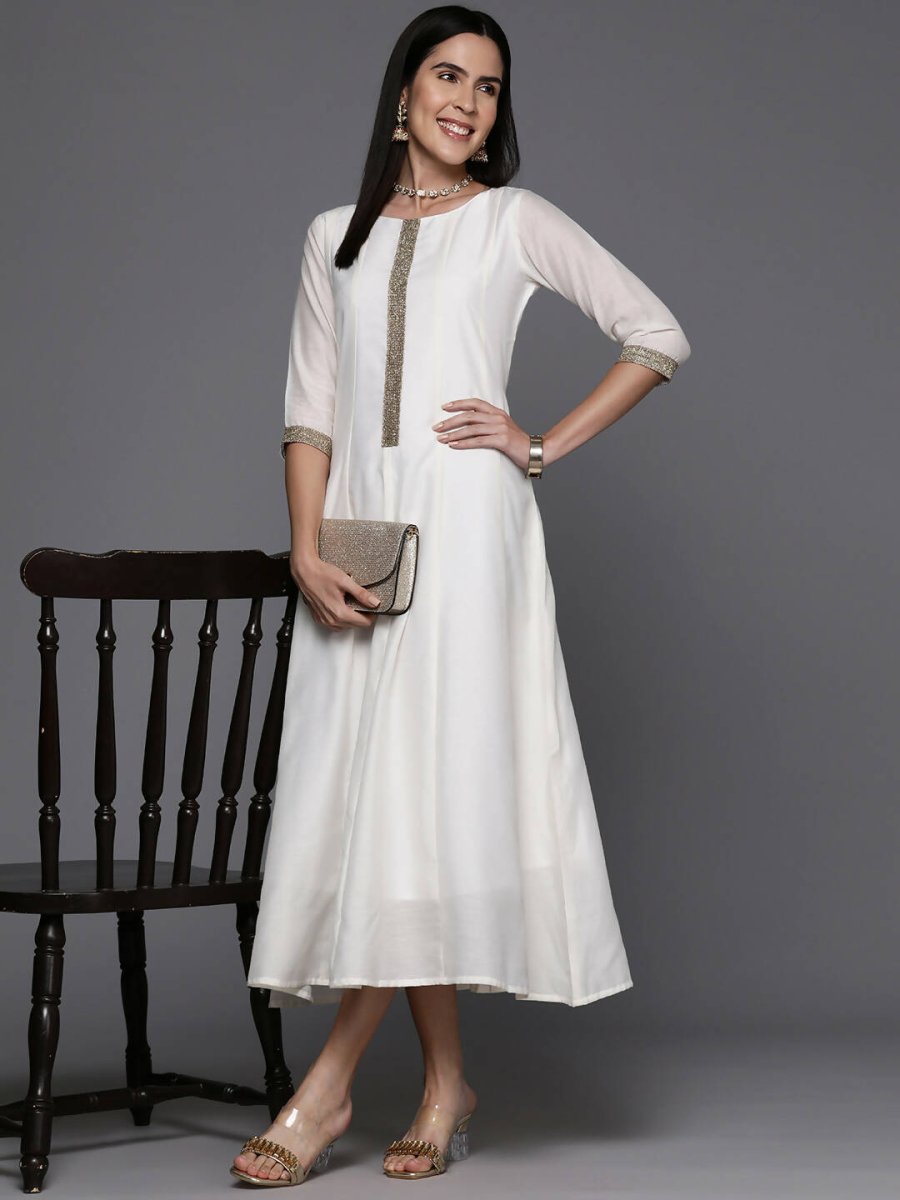 Ahalyaa Women's Traditional wear Ethnic Dress - Off White | Grocsy