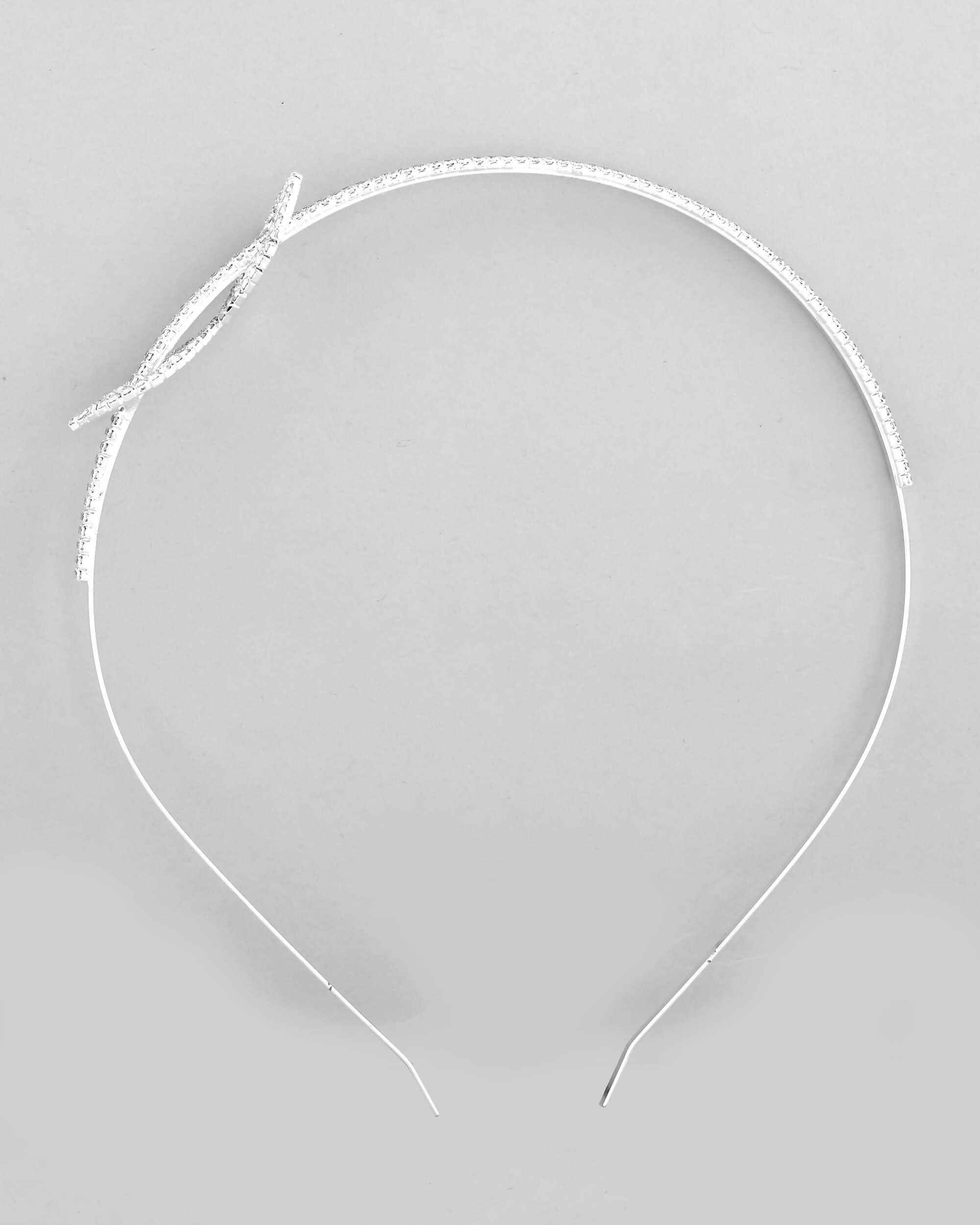 VOJ Silver Plated Bow Shaped AD studded Hairband | Grocsy