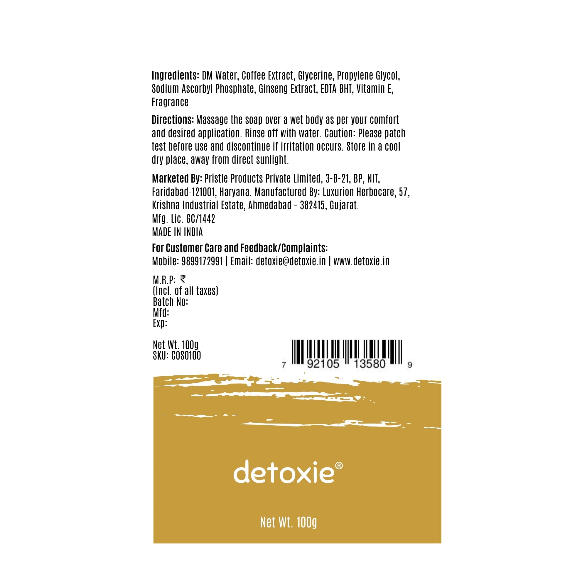 Detoxie Coffee Handmade Soap | Grocsy